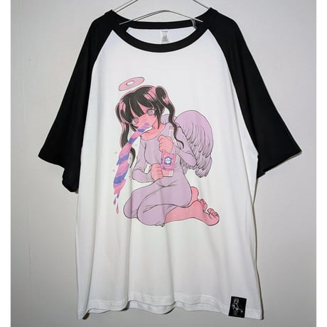 【予約販売】豚箱ゑる子コラボアイテム 『酒乱天使』（エンジェル・オートマタ）ラグランtee