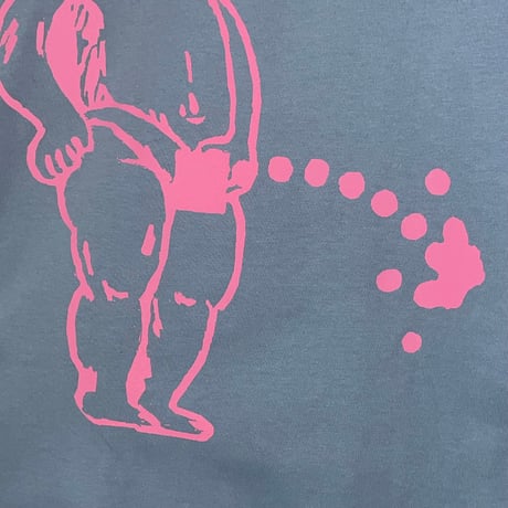 oversizeおしっこくんだらけビッグシルエットロンT pink/ash blue