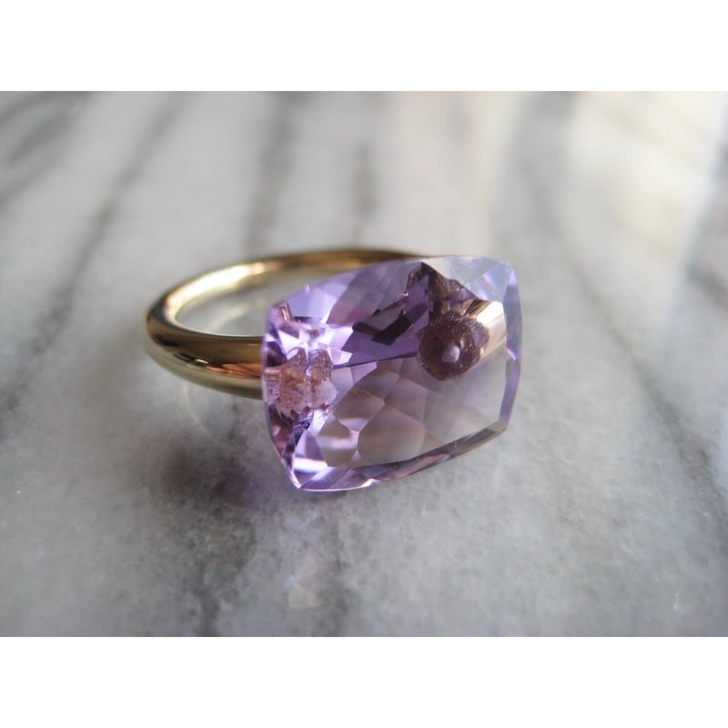 昭和ジュエリー　18金　合成アメジストリング　12号 Raanii[キャンディリング]アメジストL スクエア 12K GOLD | Maharan