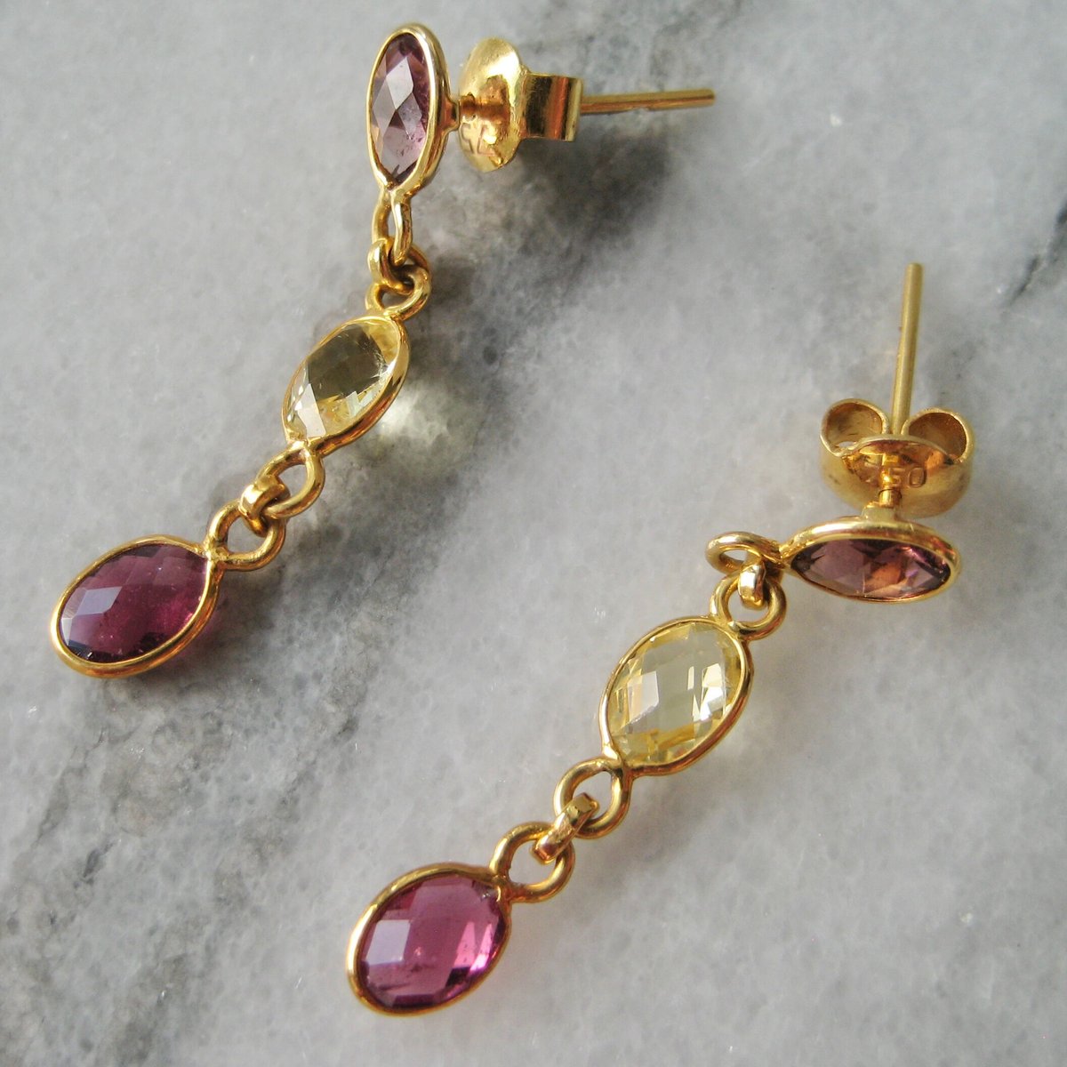 GEM PALACE[ピアス]マルチトルマリン3連 | Maharani Garden 