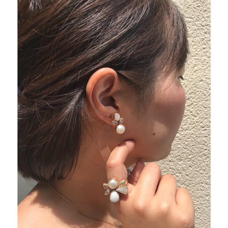 Atelier Mon[ピアス]ムーンストーン×パールピアス | Maharani Garden