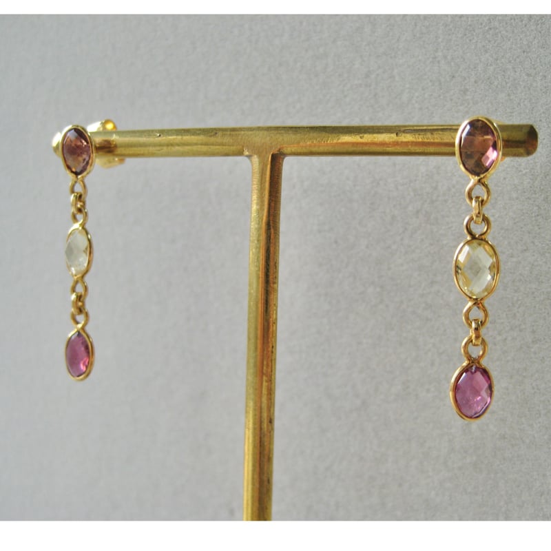 GEM PALACE[ピアス]マルチトルマリン3連 | Maharani Garden 