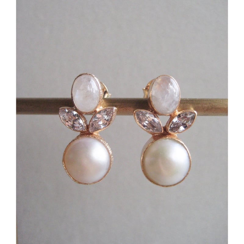 Atelier Mon[ピアス]ムーンストーン×パールピアス | Maharani Garden