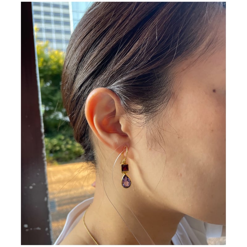 アムラパリ　ピアス　amrapali　☆新品☆ Amrapali [ピアス]アメジスト×ガーネット2ストーン | Maharani Garden
