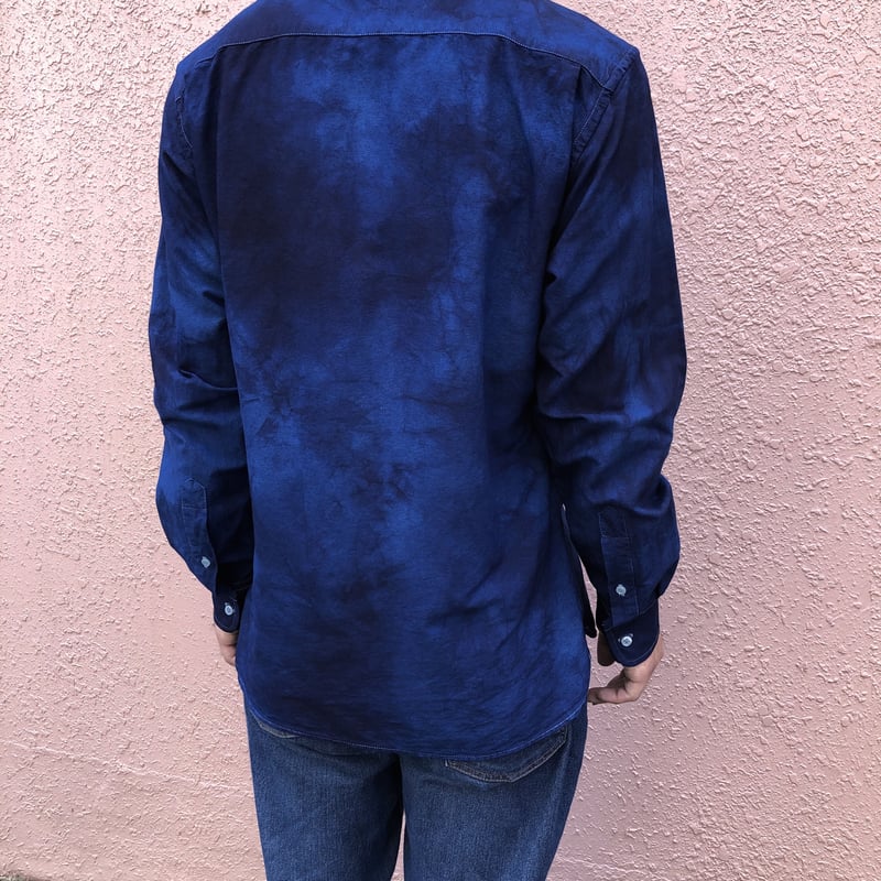オールシーズンに活躍！藍染めオックスフォード長袖Yシャツ 濃淡染め
