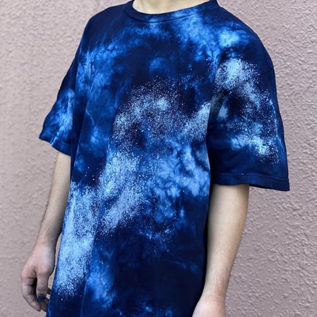 藍染めTシャツ「群青」XLサイズ 男女兼用『一点物』