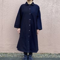 日頃の感謝を込めて大特価！！ジョムトンコットンパッチワークロングブラウスドロップショルダー七分袖 濃紺藍染め 着丈101cm