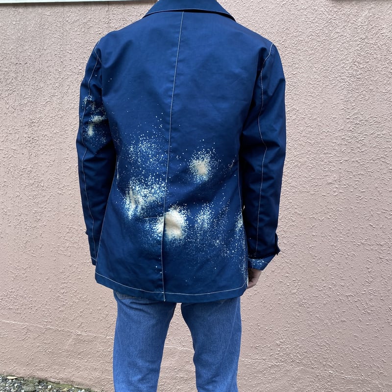 一点物』藍染めチェスタージャケット「龍雲」抜染 濃淡染め技法 『一点