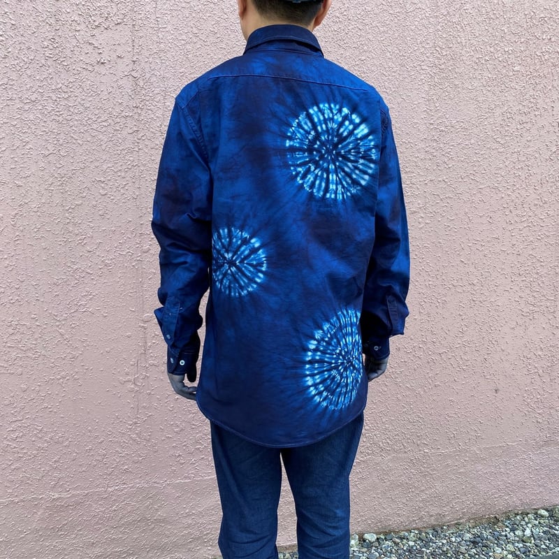 日頃の感謝を込めて大特価！！藍染めオックスフォード長袖Yシャツ 唐松