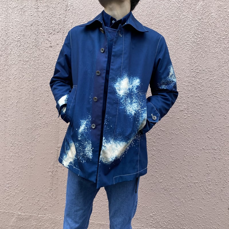 一点物』藍染めチェスタージャケット「龍雲」抜染 濃淡染め技法 『一点