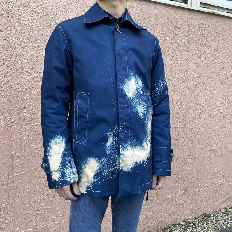 一点物』藍染めチェスタージャケット「龍雲」抜染 濃淡染め技法 『一点