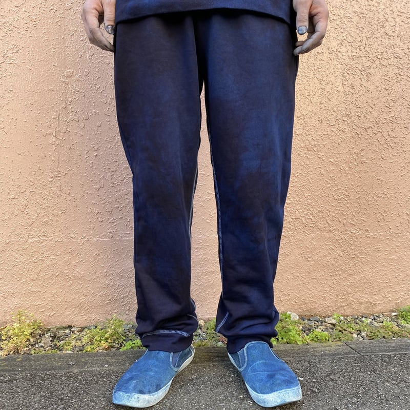 藍染　コットンパンツ オールシーズンに活躍！藍染めスウェットパンツ10.0oz 濃淡染め