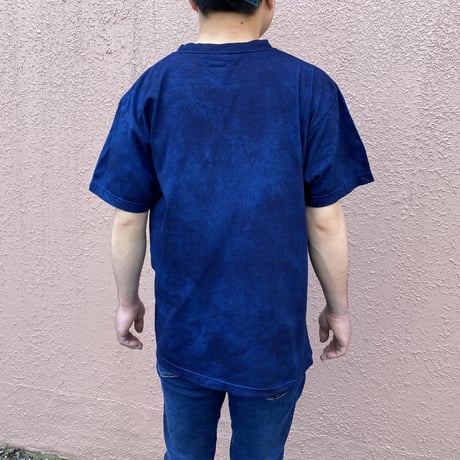 日頃の感謝を込めて大特価！！『一点物』藍染め唐松絞りTシャツ濃淡染め技法 Mサイズ  男女兼用『一点物』