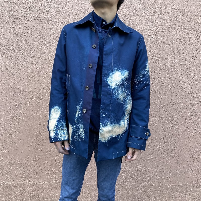 一点物』藍染めチェスタージャケット「龍雲」抜染 濃淡染め技法 『一点