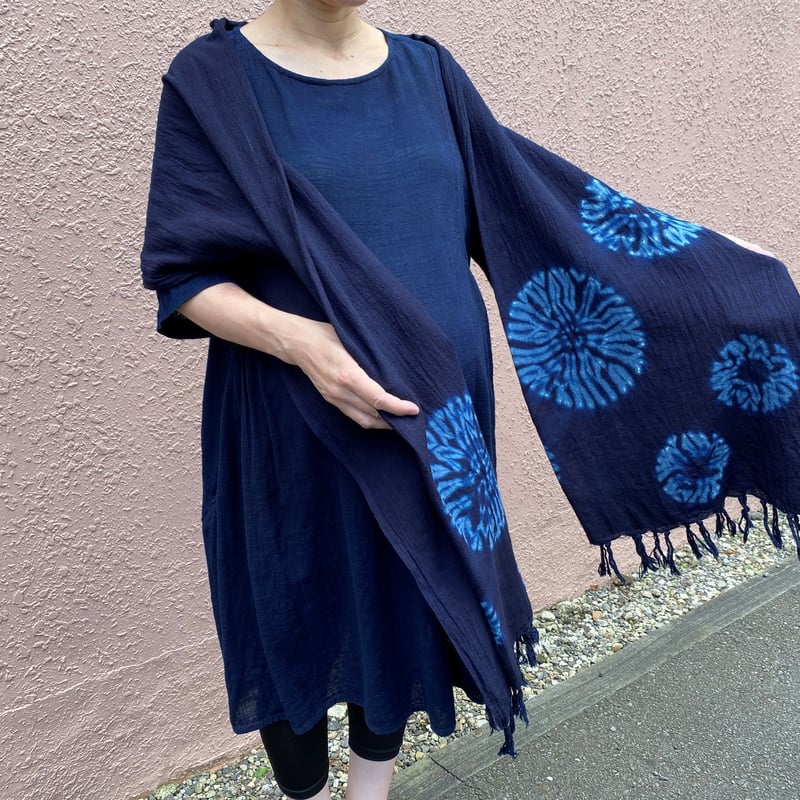 ☆専用☆　メゾンドソイル　藍染め大判ストール 送料無料】徳島本藍染ストール、藍生葉染ストール : オリムオンライン