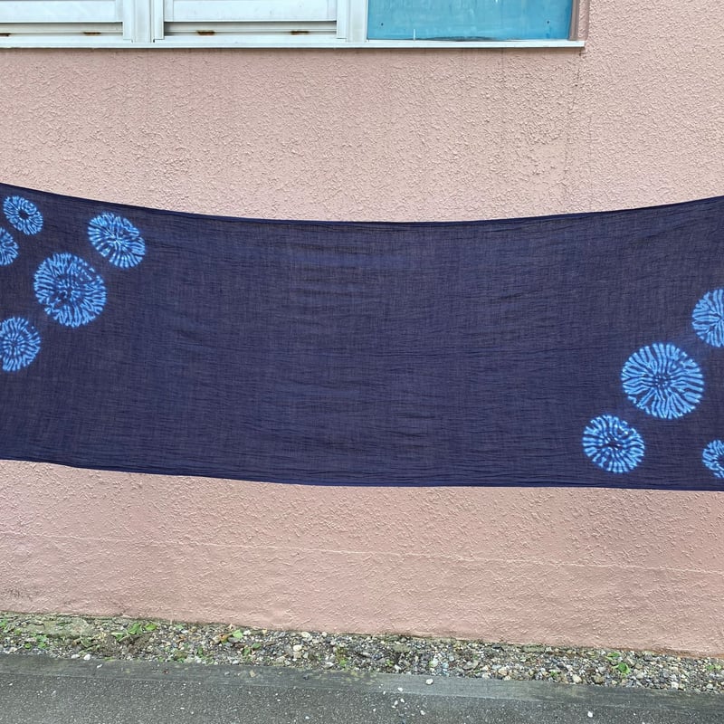 日頃の感謝を込めて大特価！！『一点物』藍染め大判ストール唐松絞り