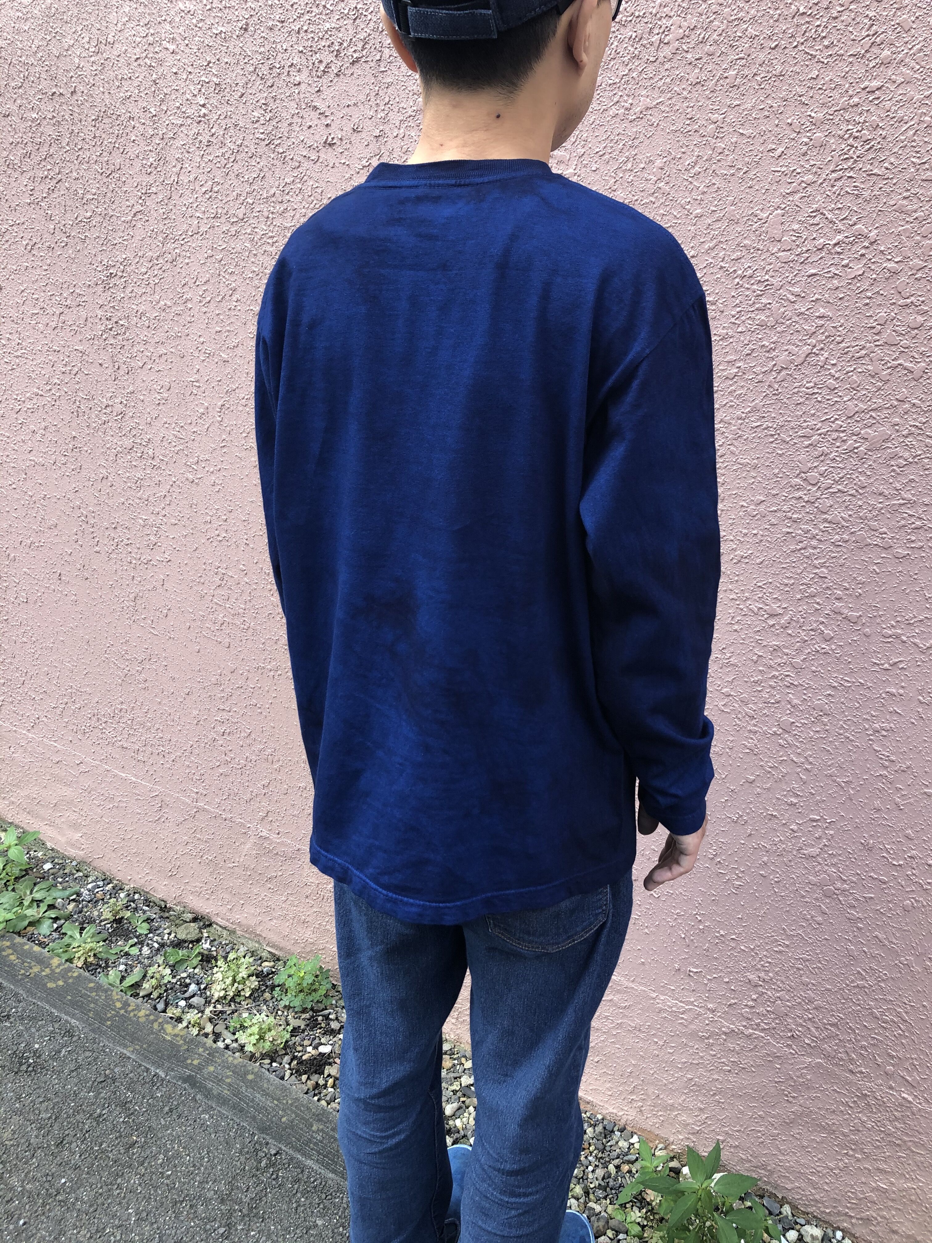 オールシーズンに活躍！藍染めロングスリーブTシャツ 濃淡染め 男女