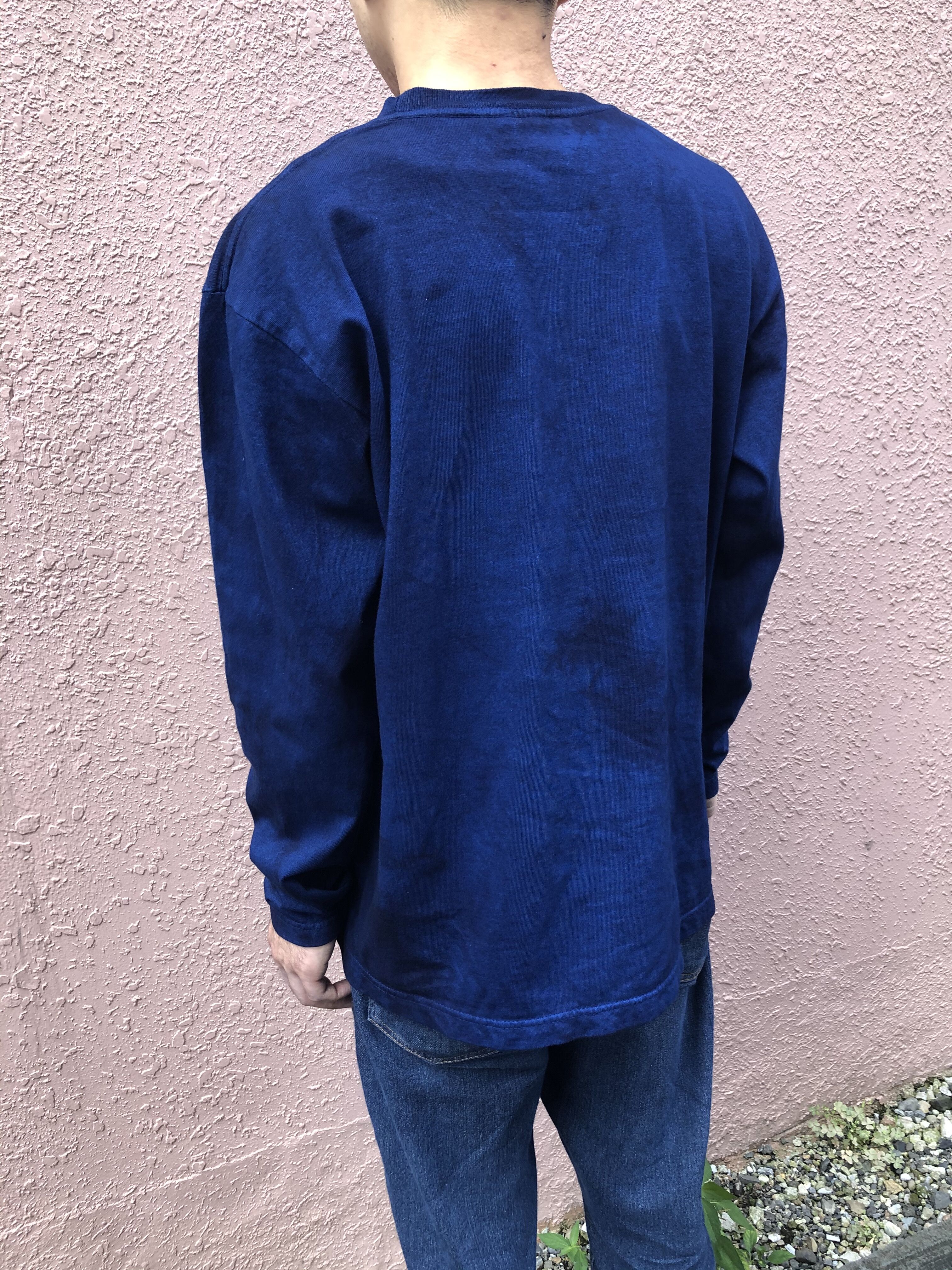 オールシーズンに活躍！藍染めロングスリーブTシャツ 濃淡染め 男女