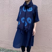 日頃の感謝を込めて大特価！！『一点物』藍染め大判ストール唐松絞り 紫紺 縦185㎝『一点物』