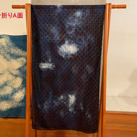 藍染め水玉ストール 濃淡染めオーロラ抜染 190×52cm 男女兼用 『一点物』