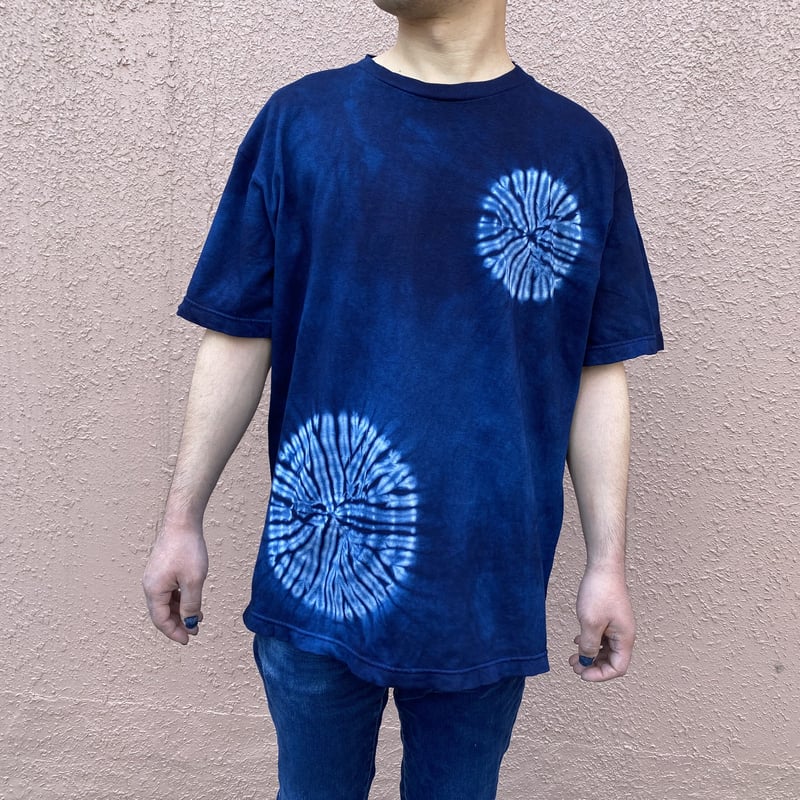 日頃の感謝を込めて大特価！！『一点物』藍染め唐松絞りTシャツ濃淡 