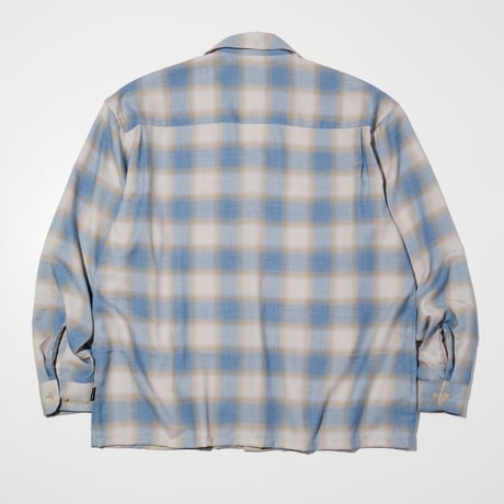 RADIALL "BELAIR"-OPEN COLLARED SHIRT L/S BLUE