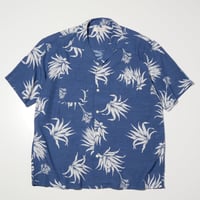 RADIALL "AGAVE "-OPEN COLLARED SHIRT S/S BLUE