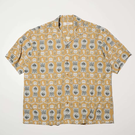 RADIALL "COMMUNE"-OPEN COLLARED SHIRT S/S AMBER BROWN