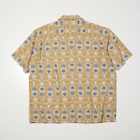 RADIALL "COMMUNE"-OPEN COLLARED SHIRT S/S AMBER BROWN