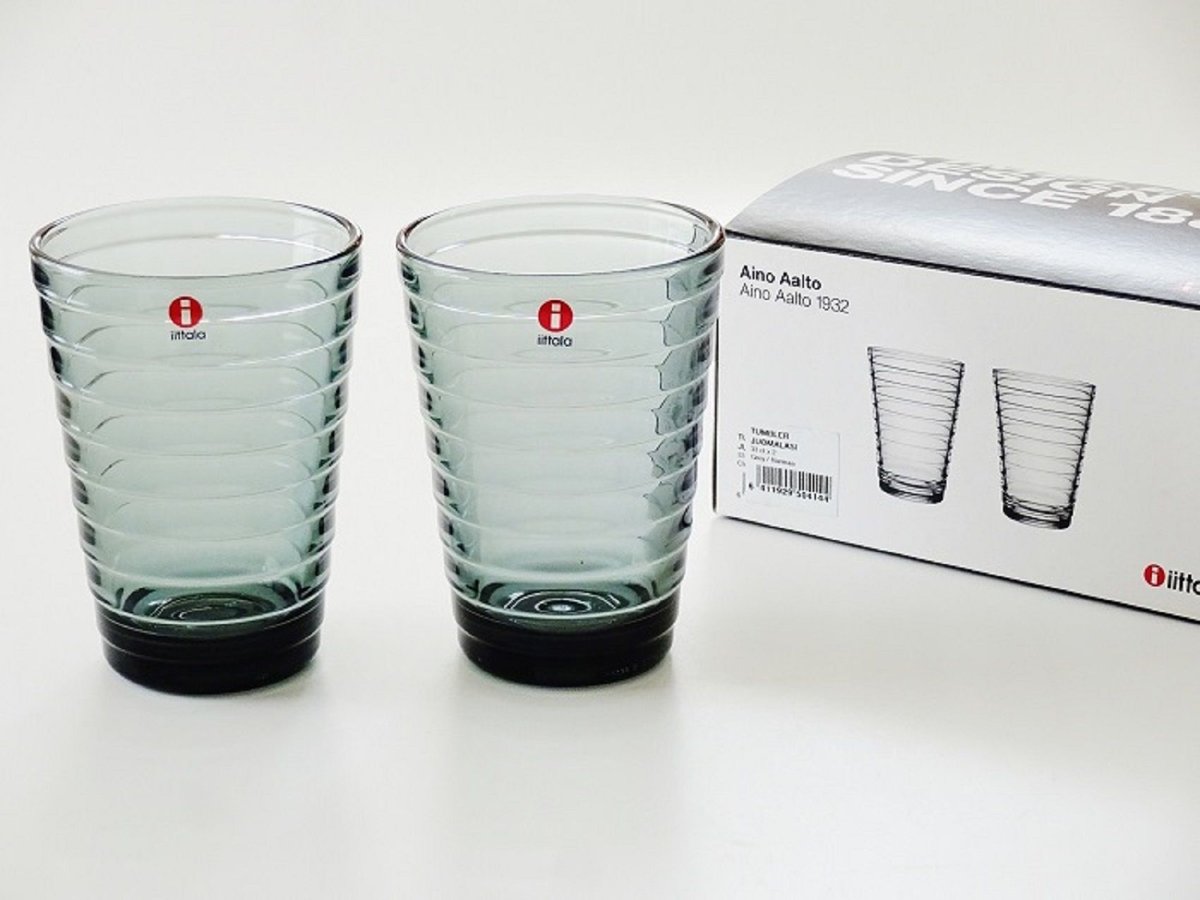イッタラ AINO AALTO ガラス プレート 28cm グレー レア ４枚 iittala Aino Aalto/アイノ・アアルト プレート 28cm グレー