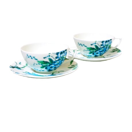 ウェッジウッドWEDGWOOD ジャスパー・コンラン シノワズリ ホワイト ティーカップ&ソーサー 300ml　ペア【御結婚御祝・内祝・新築御祝・還暦御祝・御礼・寿・ギフト包装可能】