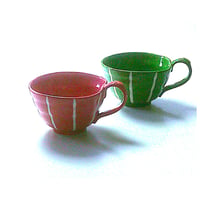波佐見焼　スープカップ　十草　ペア（ピンク、グリーン）【電子レンジ、食洗器可】