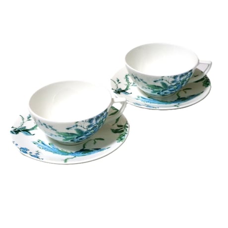 ウェッジウッドWEDGWOOD ジャスパー・コンラン シノワズリ ホワイト ティーカップ&ソーサー 300ml　ペア【御結婚御祝・内祝・新築御祝・還暦御祝・御礼・寿・ギフト包装可能】
