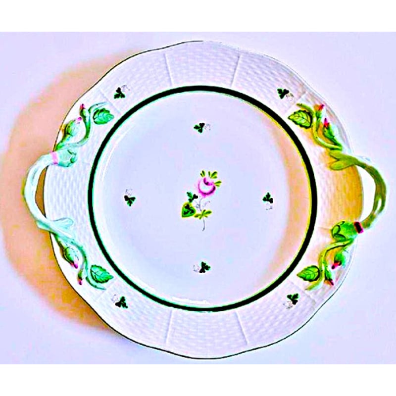 ヘレンドHEREND ウィーンのバラ(VRH） 持ち手付き丸形ケーキ皿(00175