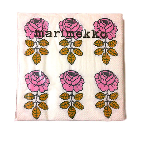 マリメッコmarimekko　ペーパーナプキン 553190 ヴィヒキルース ローズ／ホワイト 33cm　20枚入り