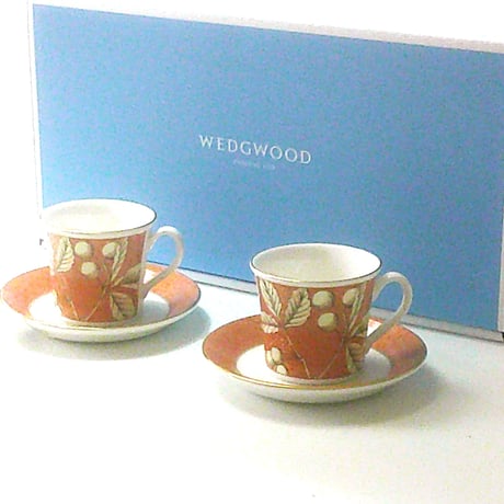 ウェッジウッドWEDGWOOD　フランシスFRANCES　コーヒーカップ＆ソーサー　ペア【御結婚御祝・内祝・新築御祝・還暦御祝・御礼・寿・ギフト包装可能】