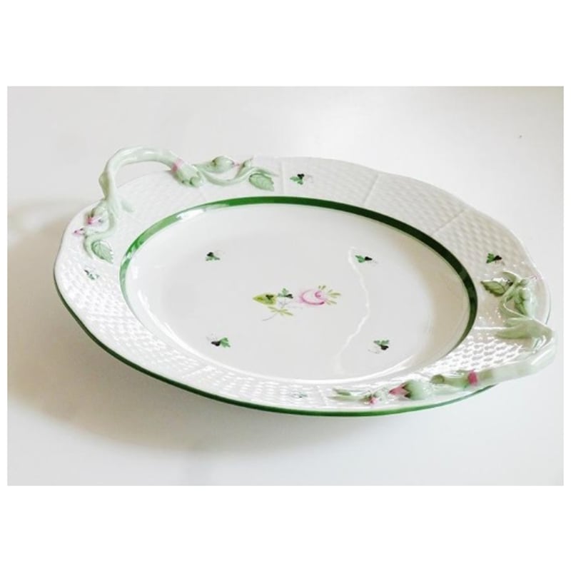 ヘレンドHEREND ウィーンのバラ(VRH） 持ち手付き丸形ケーキ皿(00175