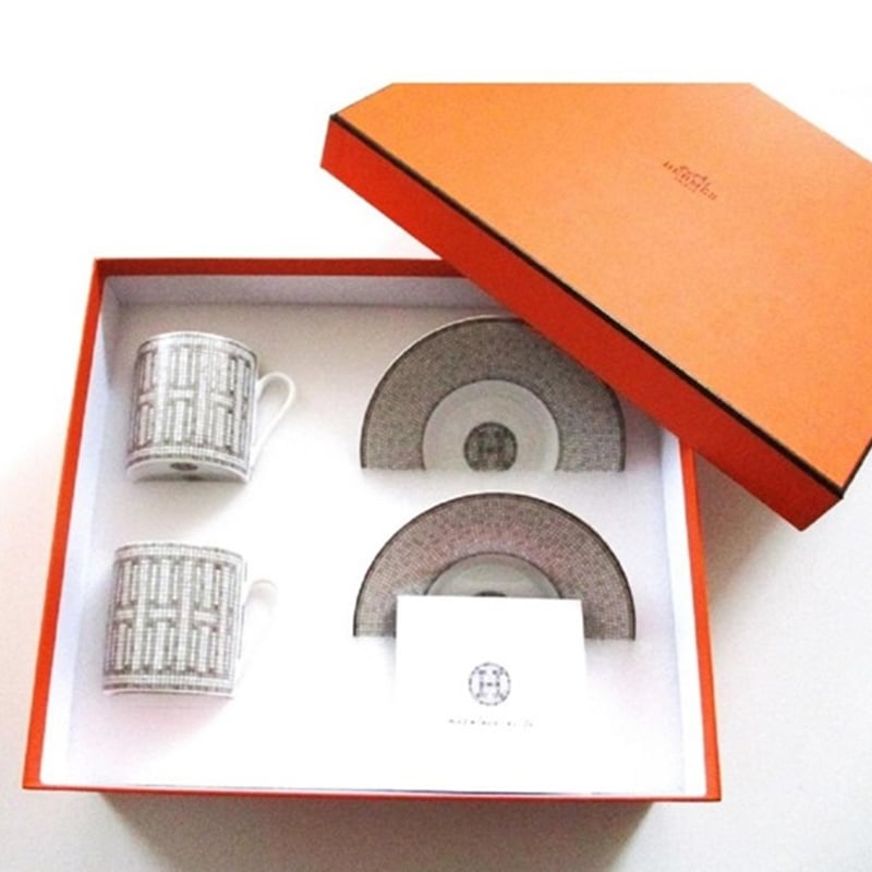エルメス HERMES モザイク 24 プラチナ コーヒーカップ エルメス HERMES モザイク 24 プラチナ コーヒーカップ