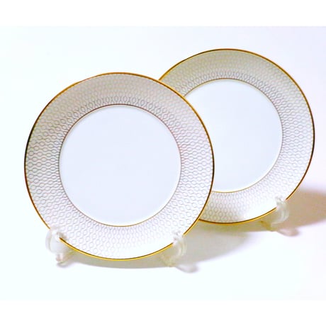 ウェッジウッドWEDGWOOD　ジオGIO　ゴールド  17センチプレート　ペア【御結婚御祝・内祝・新築御祝・還暦御祝・御礼・寿・ギフト包装可能】