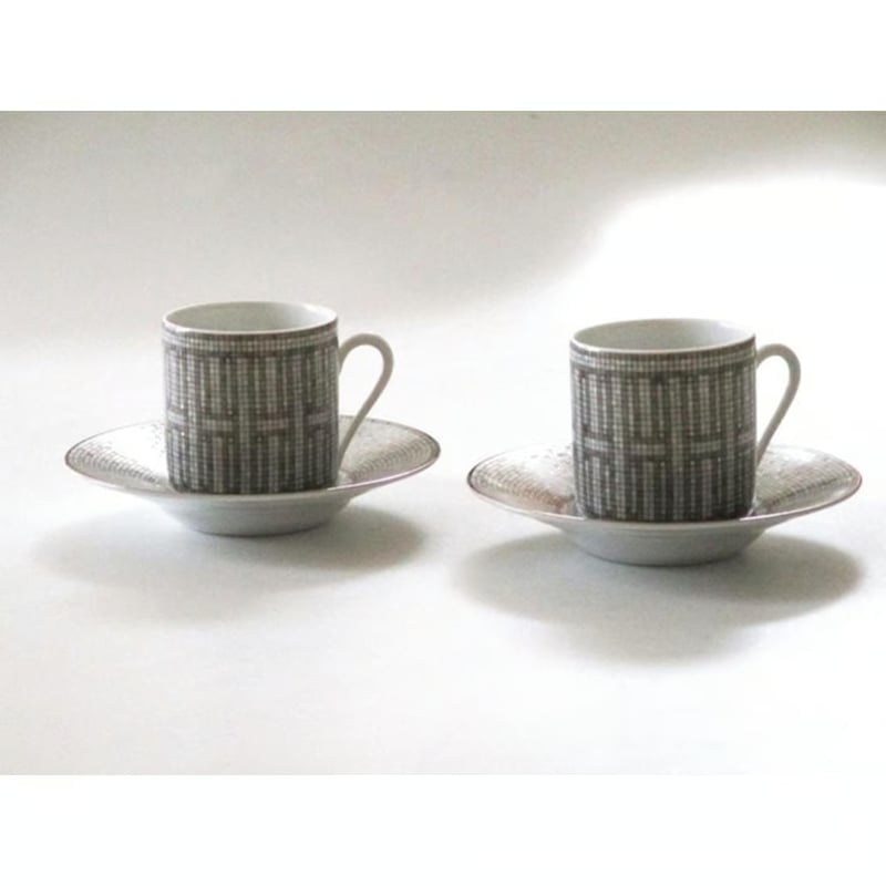 エルメス HERMES モザイク 24 プラチナ コーヒーカップ エルメス HERMES モザイク 24 プラチナ コーヒーカップ