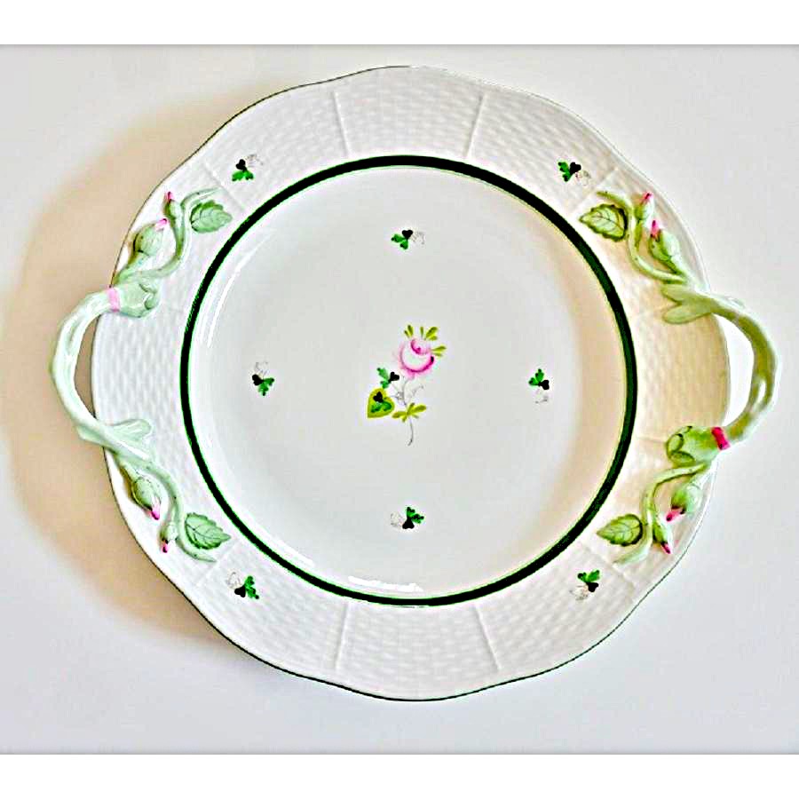 ヘレンドHEREND ウィーンのバラ(VRH） 持ち手付き丸形ケーキ皿(00175