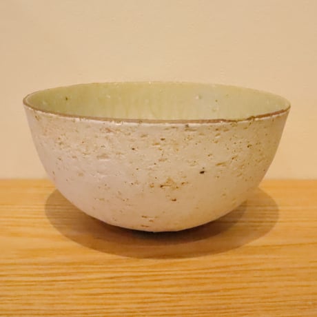 陶器「作家　水野幸一」粉引灰釉多用鉢(大)