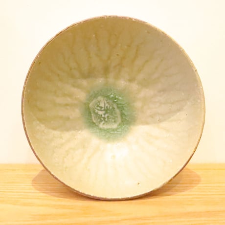 陶器「作家　水野幸一」粉引灰釉多用鉢(大)