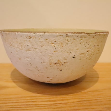陶器「作家　水野幸一」粉引灰釉多用鉢(大)
