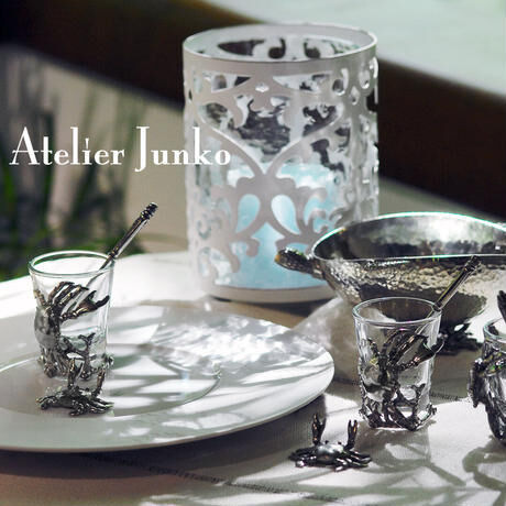 Atelier Junko」 キャンドルホルダー ダマスク S(ホワイト Atelier Junko」 キャンドルホルダー ダマスク S(ホワイト