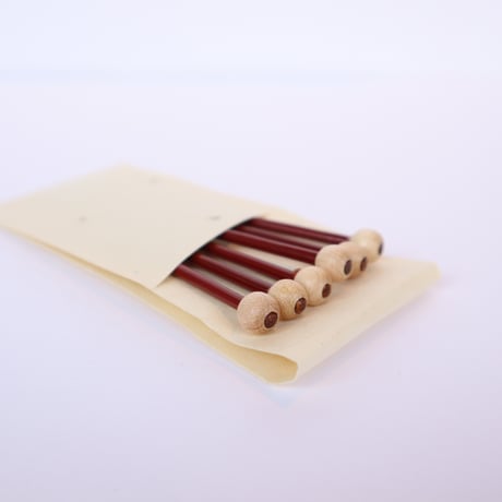 漆器「作家　大藏信一」　ピック　丸頭 朱　(6本)