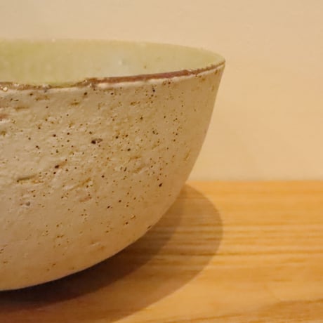 陶器「作家　水野幸一」粉引灰釉多用鉢(大)