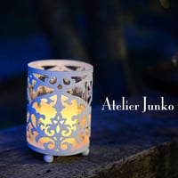 「Atelier Junko」 キャンドルホルダー　ダマスク S（ホワイト）