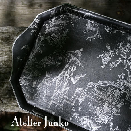 「Atelier Junko」 トレー メタル レクタングラ シノワズリー ブラック