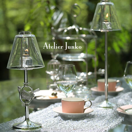 「Atelier Junko」ティーキャンドルスタンド　グラスシェード　バード
